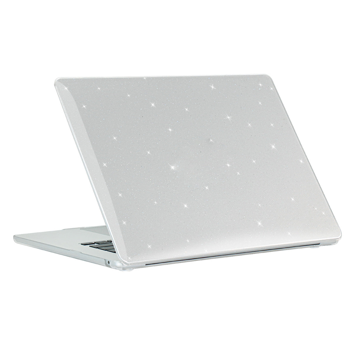 For Macbook Air 15 inch (2023) A2941 (US Version) Glitter PC Laptop Case with TPU Keyboard Film + Anti-Dust Plugs - Transparent For Macbook Air 15 inch (2023) A2941 (US Version) Glitter PC Laptop Case with TPU Keyboard Film + Anti-Dust Plugs - Transparent